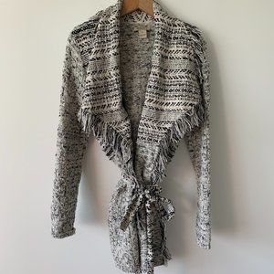 Lucky Brand Chunky Knit Sparkle Fringe Cardigan
